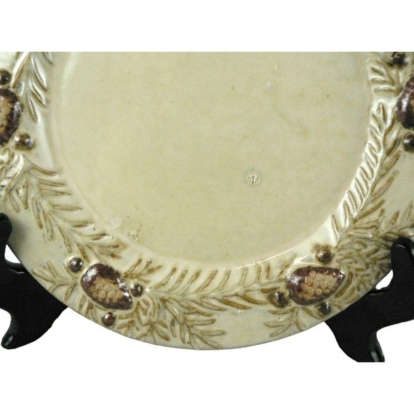 Bread Dessert Plate Country Pine Cone Design Lake Lodge Cabin Style 8" Set of 2 - Picture 5 of 12